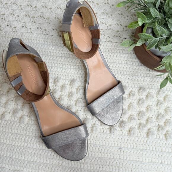 SUNDANCE Women's 40 Twilight Zephyr Ankle Strap Heeled Sandals Metallic Spain - Picture 2 of 12
